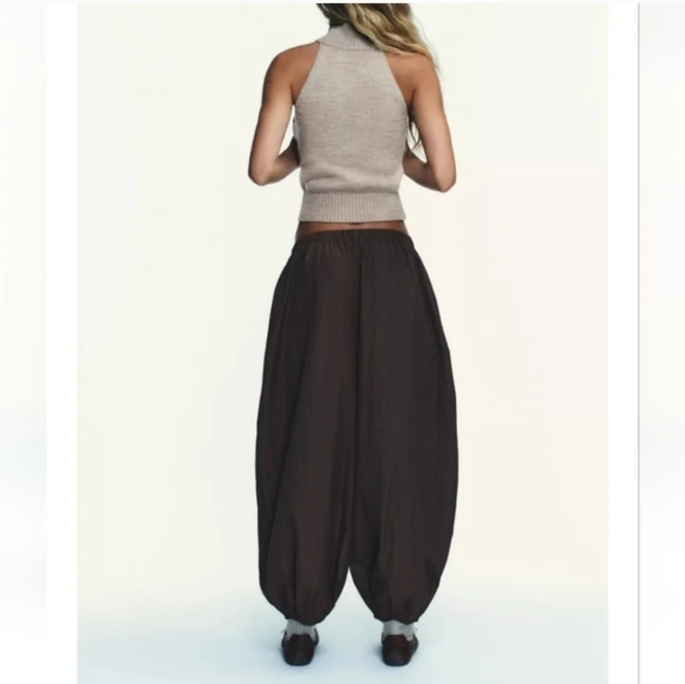 Zara Balloon Pants Brown Nylon Size XS M